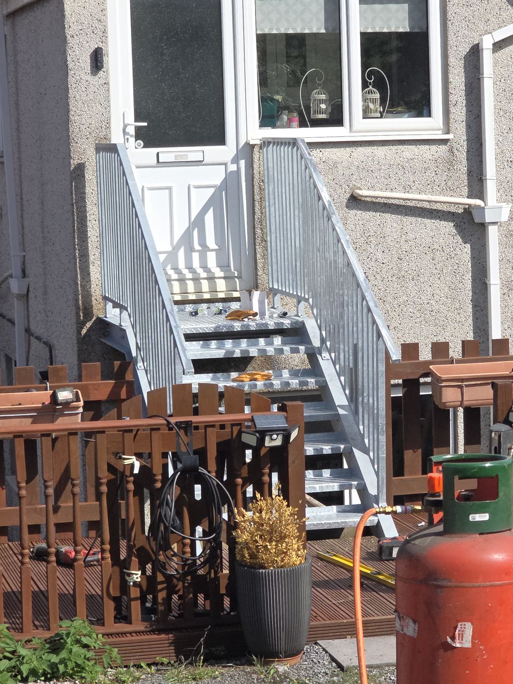 Galvanised steps to back door